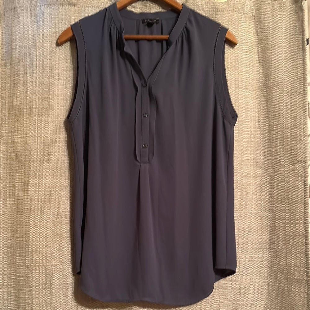 Ann Taylor Gray Mandarin Collar Blouse